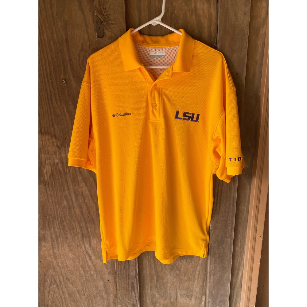 Columbia PFG LSU Tigers Men's Fishing Shirt Purple Gold Size M